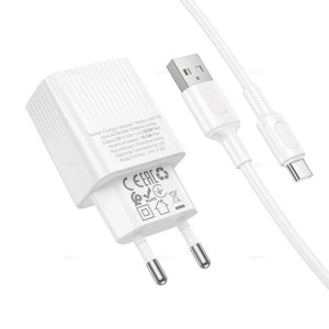 Partsokey магазин компьютерной техники ЗУ Сетевое Borofon BAS71A 1USB 2.1A 10.5W + кабель TypeC White д